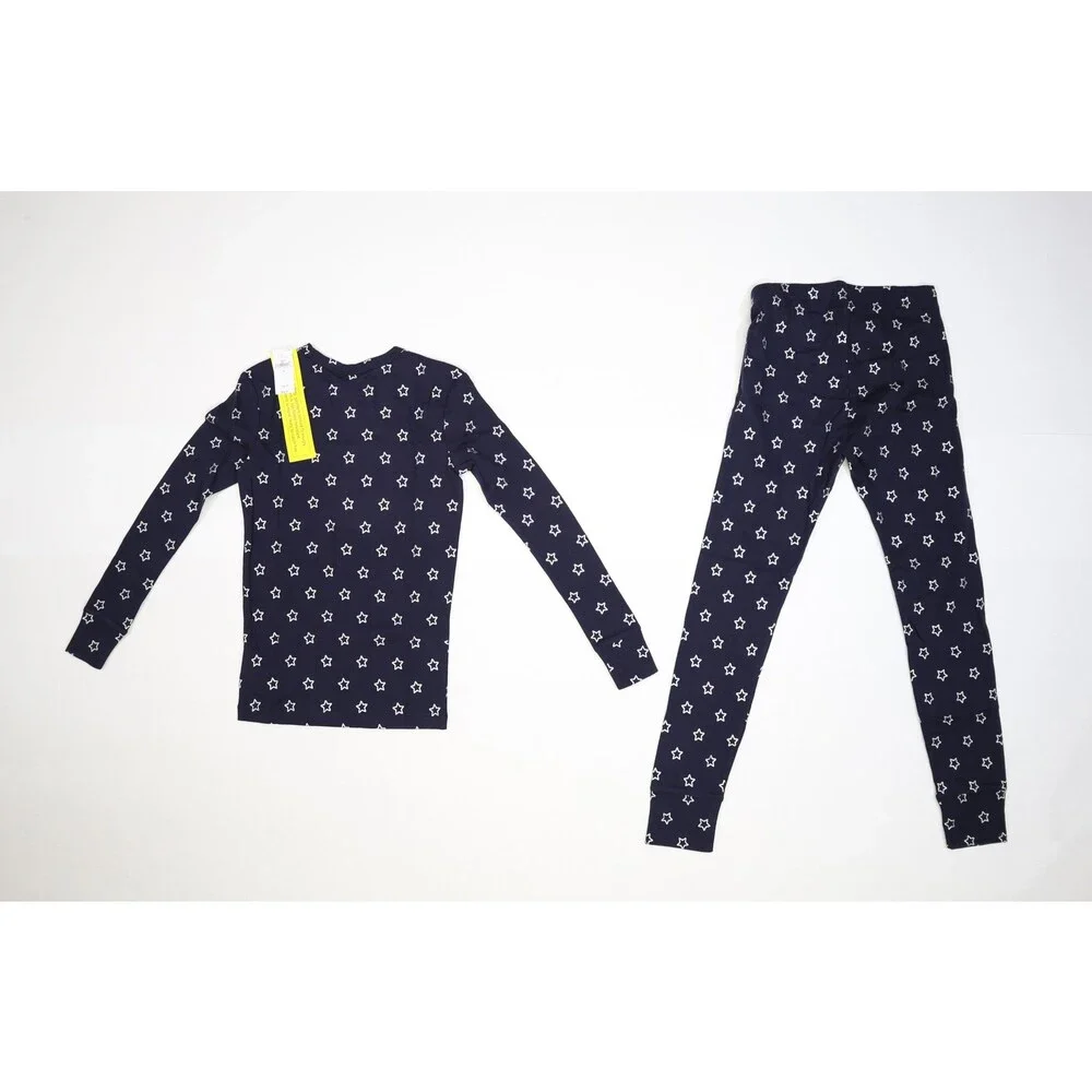 Gap Kids Pajama Set Youth Size 10 Navy Star Print Long Sleeve Shirt Pants New